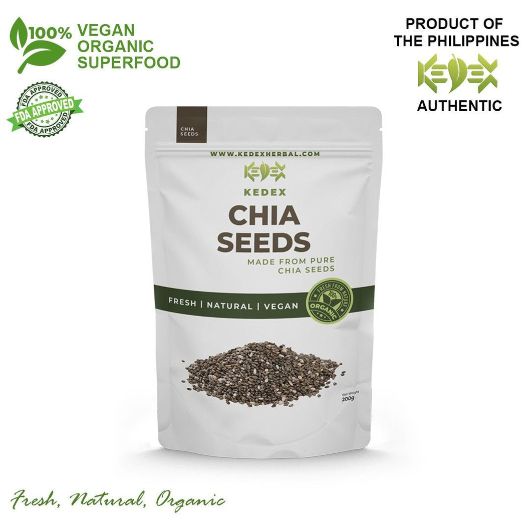 100% Natural Pure Chia Seeds - Organic Non-GMO 200g - KEDEX HERBAL