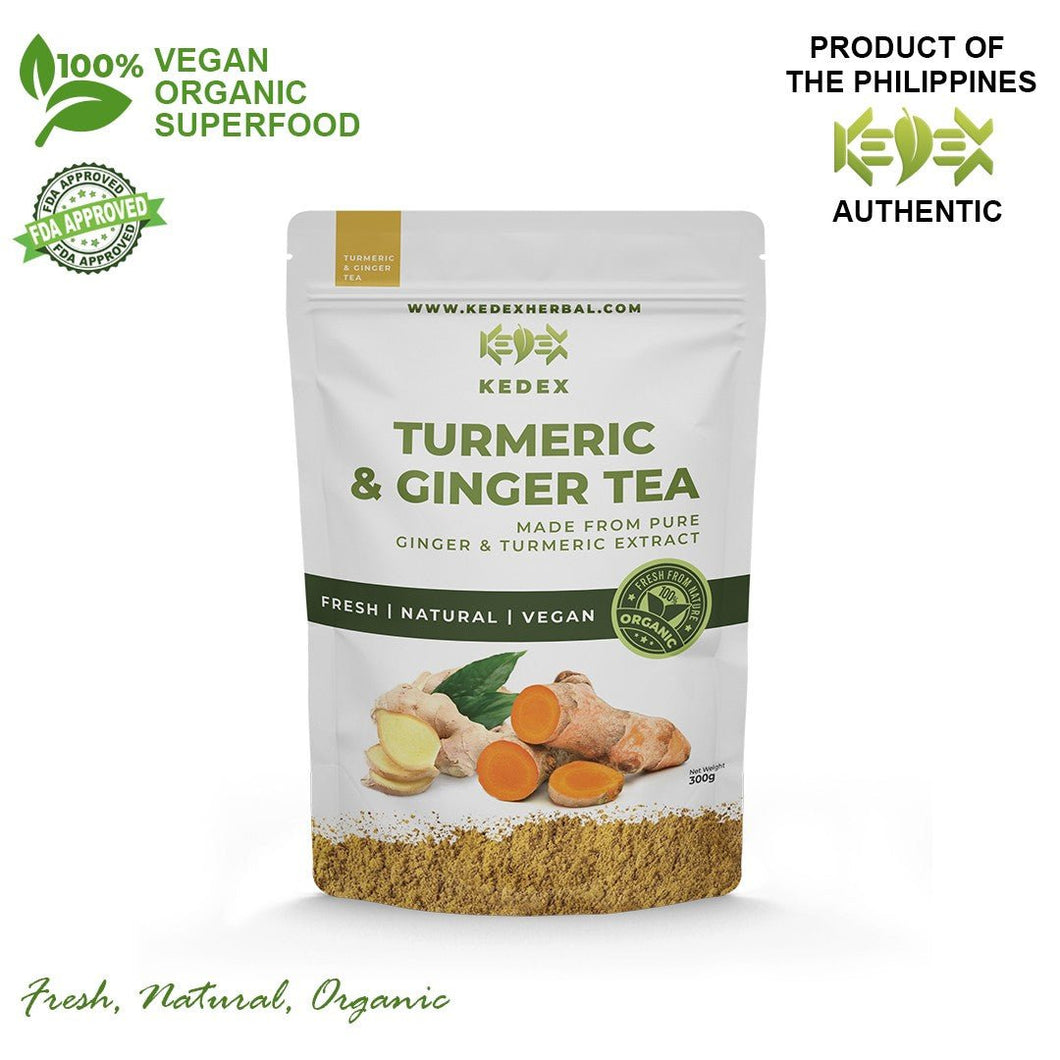 100% Natural Turmeric and Ginger Mix Tea - Organic Non-GMO 300g - KEDEX HERBAL